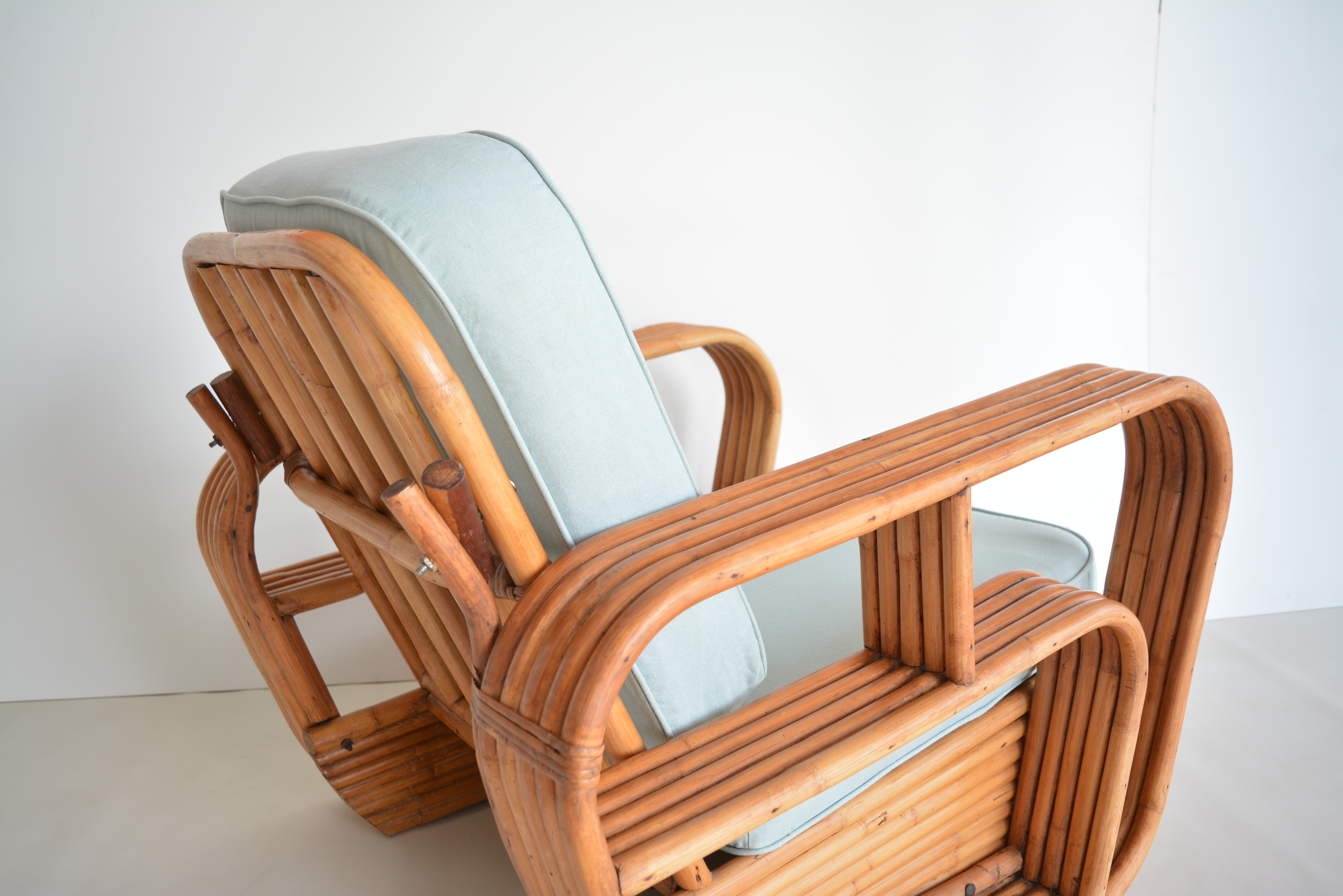 2 Frankl Paul Style Pretzel Cane Rattan Arm Chairs Art Deco